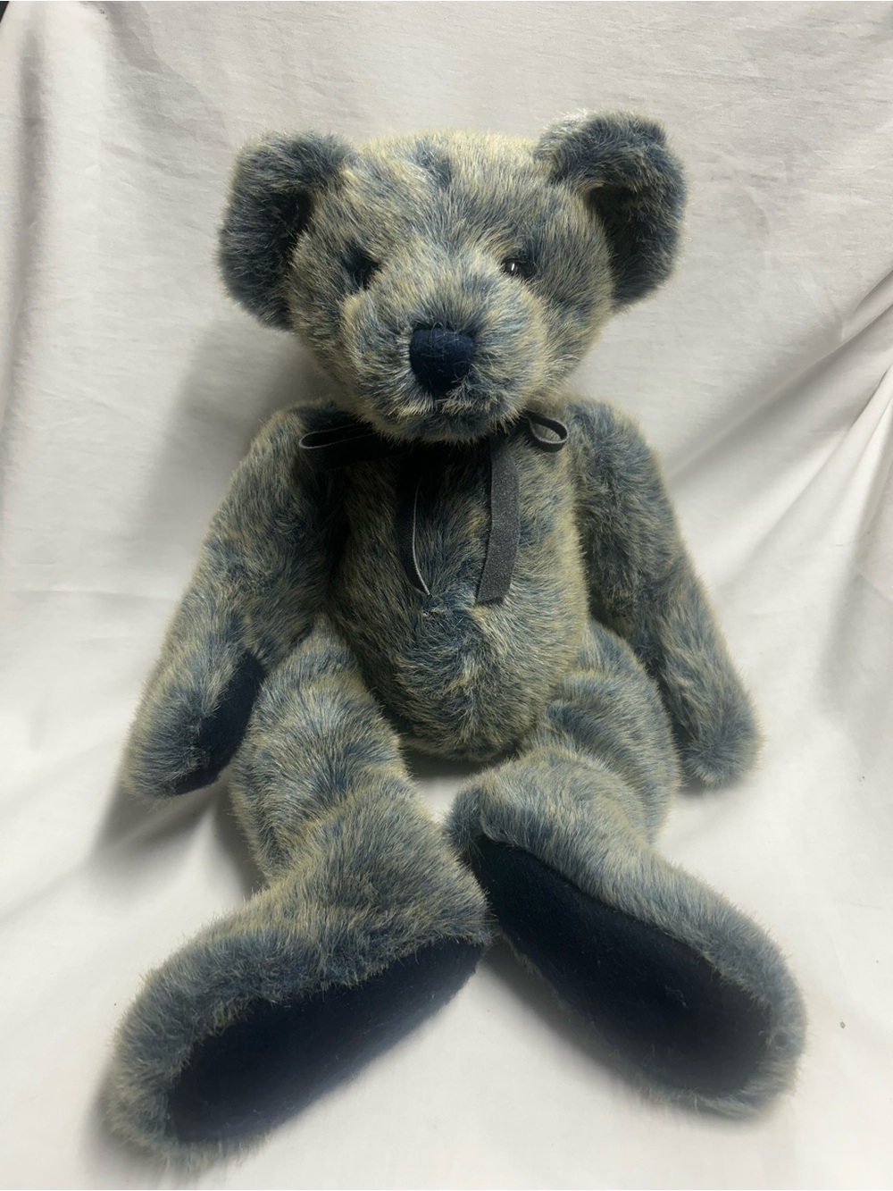 Russ Berrie & Company "Benson" Blue Plush Bear 15" Bears From The Past Ribbon